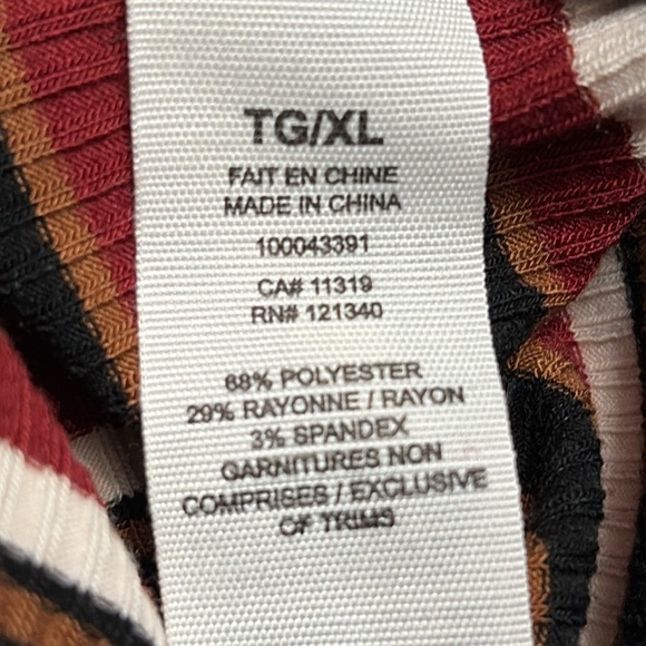 Garage long sleeve dress size XL, button c-neck, stripes black brown white red - Picture 7 of 8